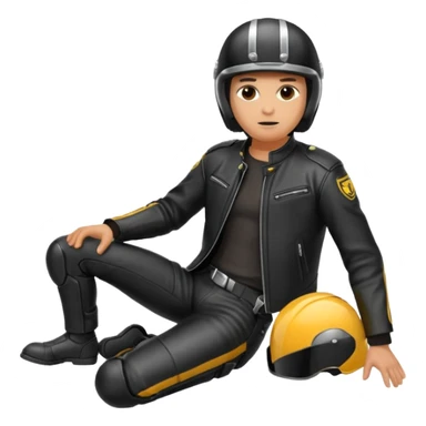 a motorcyclist lying on the ground who has just fallen sticker