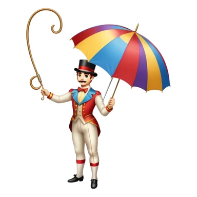 Vintage circus tightrope walker holding umbrella sticker