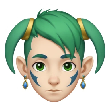 green haired heavy blue tattooed big head accessory big nose mid size ear young sticker