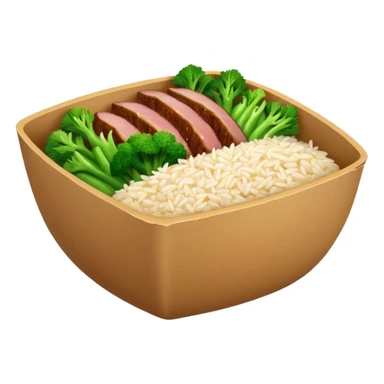 Retangular bowl made of kraft paper, 
The lunch box should be the most similar to this real one..
https://i.postimg.cc/FKcHz1tk/Screenshot-2025-11-11-alle-16-06-29.png

Can get more images of the bowl https://www.instagram.com/chefaporterbr/
Put inside food, like rice, green vegetables and meat. sticker