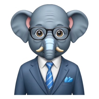 blue elephant in a suit and glasses sticker