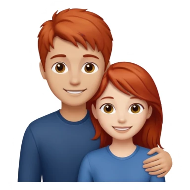 Red haired girl with brown hair boy romance sticker