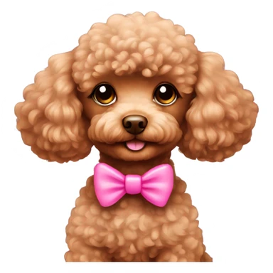 brown toy poodle with pink bow sticker