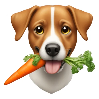 Dog eating carrot sticker