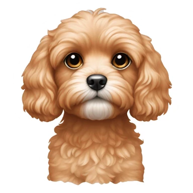 Cavoodle's face and shoulders are covered in light apricot fur, with subtle cream highlights around the eyes and on the lower parts of the face, giving it a warm, expressive look. sticker
