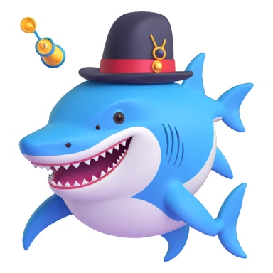 shark wearing a top hat and monocle sticker