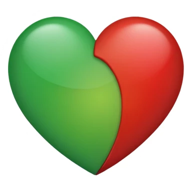 Half red half green Heart let the colors fade sticker