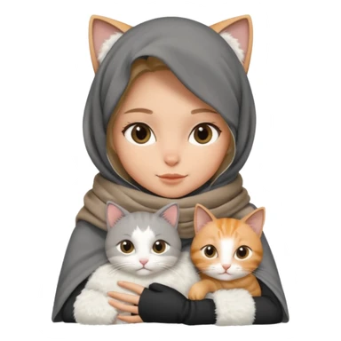 veiled girl in a dark gray scarf with a cat on her lap sticker