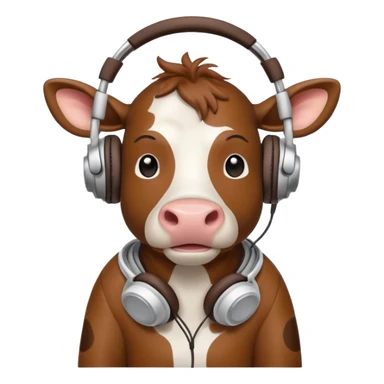 cartoon cow with big headphones sticker