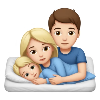 girl and boy laying in bed on top of each other sticker