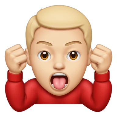 Tongue out face with two fists stacked on top of eachother below the face sticker