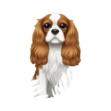 Cavalier dog with fern plant sticker
