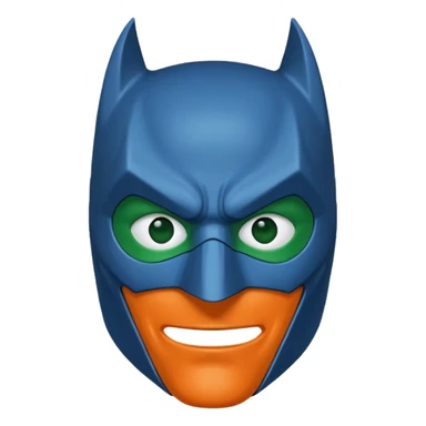 batman emoji with the mask in blue, orange and green sticker