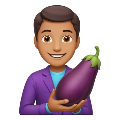 Man and eggplant sticker