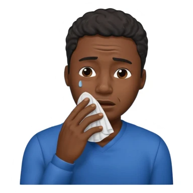 black guy with waves crying wiping his tears with a tissue sticker