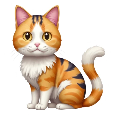full body colourful calico tabby cat with disproportioned head with an anxious face and fully white front legs sticker
