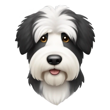 Old English sheepdog with a face that’s half black and half white. More black on left side than previous generation  sticker