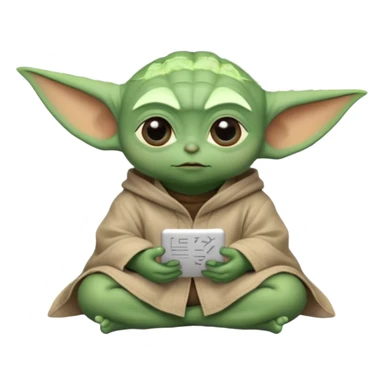 Baby Yoda sitting cross-legged with numbers and mathematical formulas coming out of his mind sticker