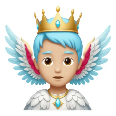 an angel with a cyan crown on his head, 4 wings sticker