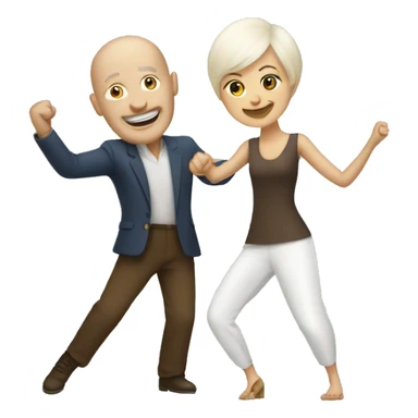 White bald man dancing with white brown haired woman  sticker