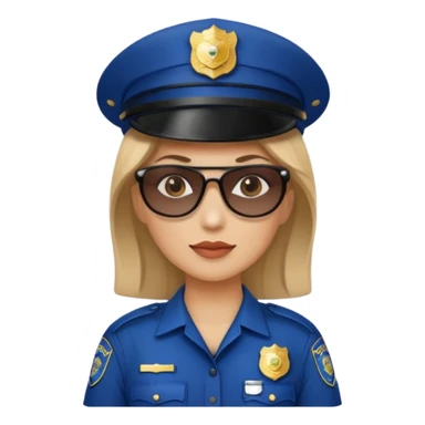 woman police with hair style and hats and sun glasses sticker