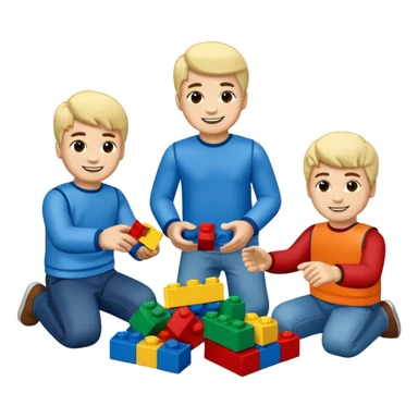 boys playing with legos full body sticker