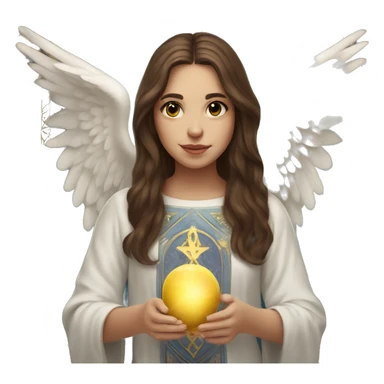 Beautiful angelic girl with straight brown hair with tarot cards sticker