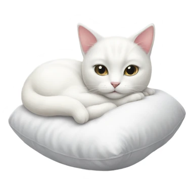 White cat snuggling pillows sticker