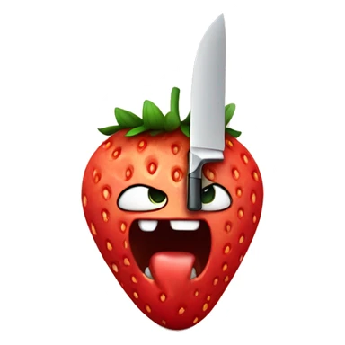 Angry strawberry holding a knife sticker
