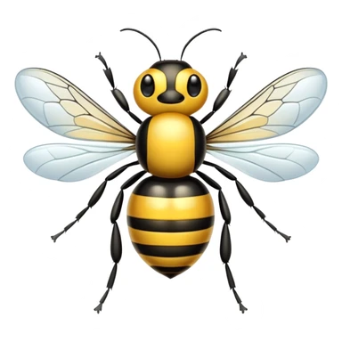 A cute yellow and black striped bee with transparent wings sticker