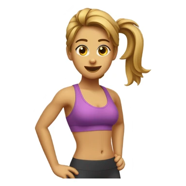 Chica de pelo lacio color castaño con marchitas rubias entrenando en el gym sticker