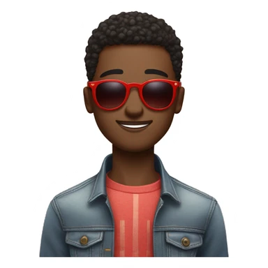 young black man with short textured hair, wearing large round red-tinted sunglasses. He is giving a playful wink, with one eye closed and the other slightly squinted behind the sunglasses. A small, confident smile curves at the corner of his lips, sticker