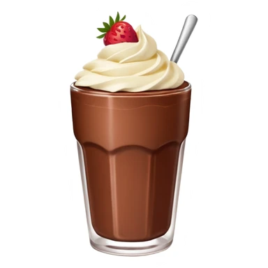 Un vaso cubierto de chocolate que arriba se vea crema batida mym y fresas encima  sticker