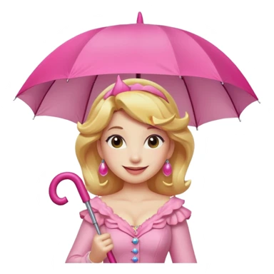 princess peach with a pink umbrella  sticker