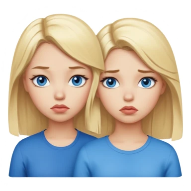 2 girls with bright blonde hair and blue eyes pouting sticker