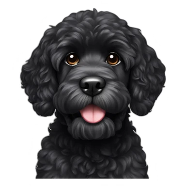 black Portuguese water dog with white chin and stick in mouth sticker