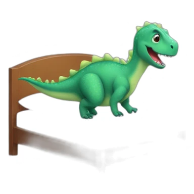 Cute dino jumping on the bed sticker