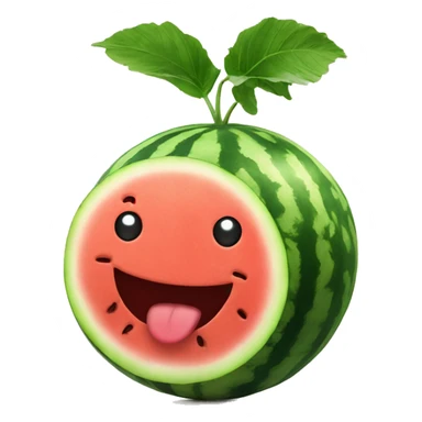 Watermelon with smiling face sticker