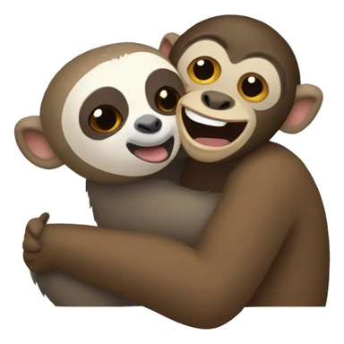 A sloth and monkey hugging sticker