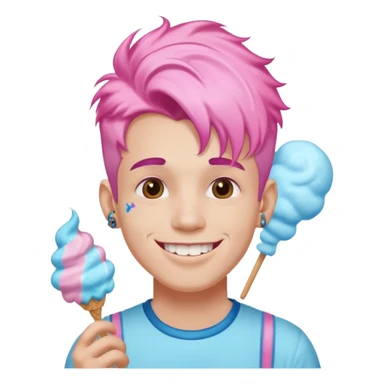 happy colorful cotton candy haired man with braces and tattoos and just face not holting anything sticker