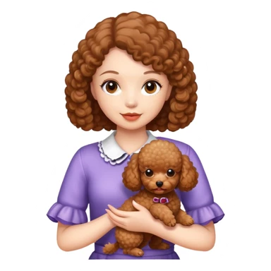 Beautiful girl holding a brown toy poodle sticker