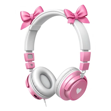 White headphones with small pink bows sticker