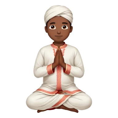 Full body Bengali man wearing traditional red kurti and white dhoti with hands joined in prayer position sticker