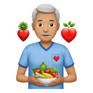 una imagen de un abuelo de 63 años con una enfermedad cardiovascular pero puedes poner al rededor habitos saludables PERO QUE SUFRA DE ENFERMEDAD CARDIOVASCULAR Y QUE NO SE VEA TAN FELIZZ sticker