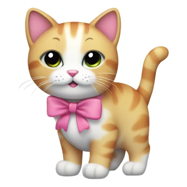 rainbow cat with a pink bow  sticker