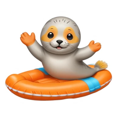 A cute seal pup with floaties on both flippers, kicking excitedly near lane markers. sticker