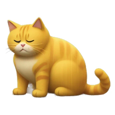 On a rainy night, a fat yellow cat was eating a McDonald's on a busy bridge,The cat was getting ready to jump sticker
