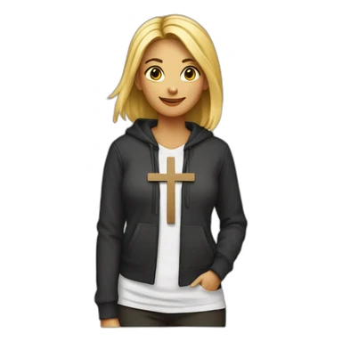 Woman with a cross t-shirt sticker