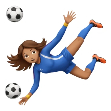 Girl brown hair saving a goal in soccer diving in the air  sticker