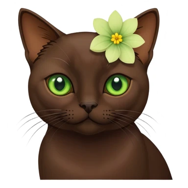 Dark brown Burmese cat with flower  sticker